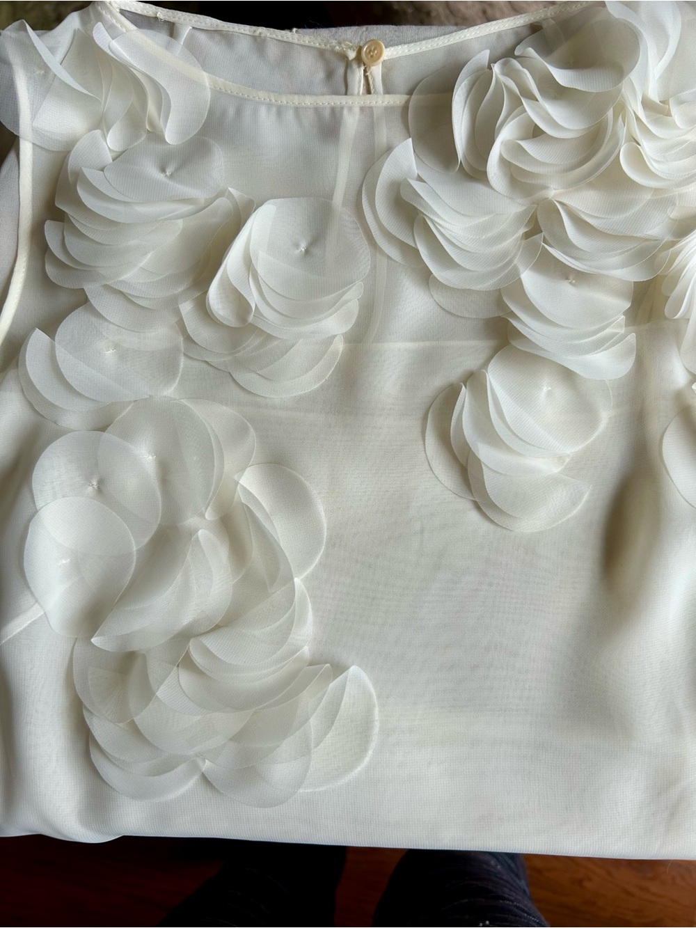Akris Cream Floral Appliqué Sleeveless Camisole - Picture 2 of 5
